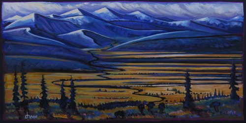Mountain Mood-Valley West of Caley, AB 
24 x 48 oil on canvas $2300 sold
